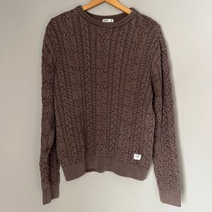 Katin Men's Crewneck Cable Knit Sweater in Brown
